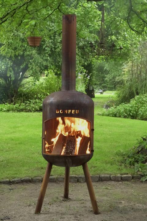 Actual product image Bonfeu BonBono Roest Tuinhaard - L 45 x W 45 x H 165 cm - Staal - bruin - Tuinhaard - Terrasverwarming - Te