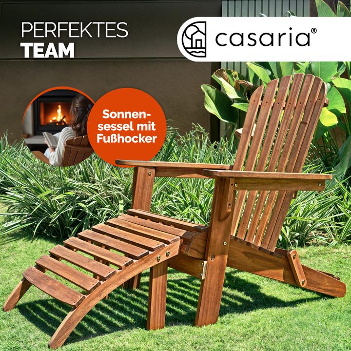 Image du produit Casaria Chaise longue Adirondack Lot de 2 Repose-pieds