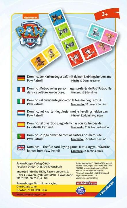 Immagine prodotto Ravensburger Paw Patrol Domino (Tedesco, Inglese, Francese, Olandese, Portoghese, Spagnolo)