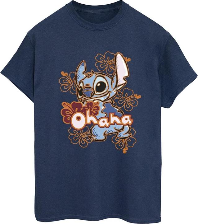 Immagine prodotto Disney Lilo And Stitch Ohana Orange Hibiscus Maglietta Ampia Donna (L)