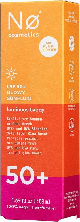 Actual product image Nø Cosmetics Glowy Sunfluid (Sun lotion, SPF 50+, 50 ml)