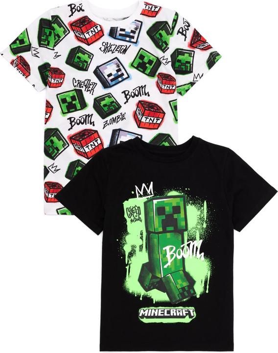 Actual product image Minecraft Children/Kids Creeper T-Shirt (Pack of 2) (146, 152)