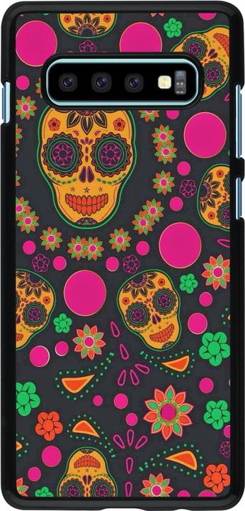 Actual product image PhoneLook Cover Halloween 22 colourful mexican skulls (Samsung Galaxy S10+)