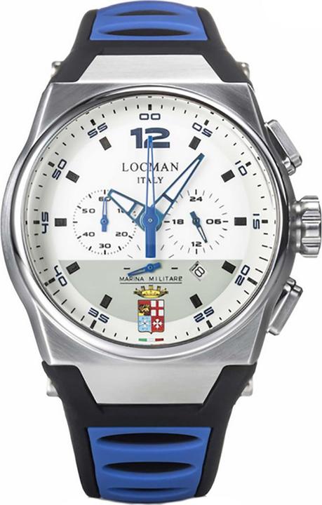 Produktbild Locman Italy Herrenuhr Mare Militare Chrono blau/weiss Ref. 0555 (Chronograph, 44 mm)