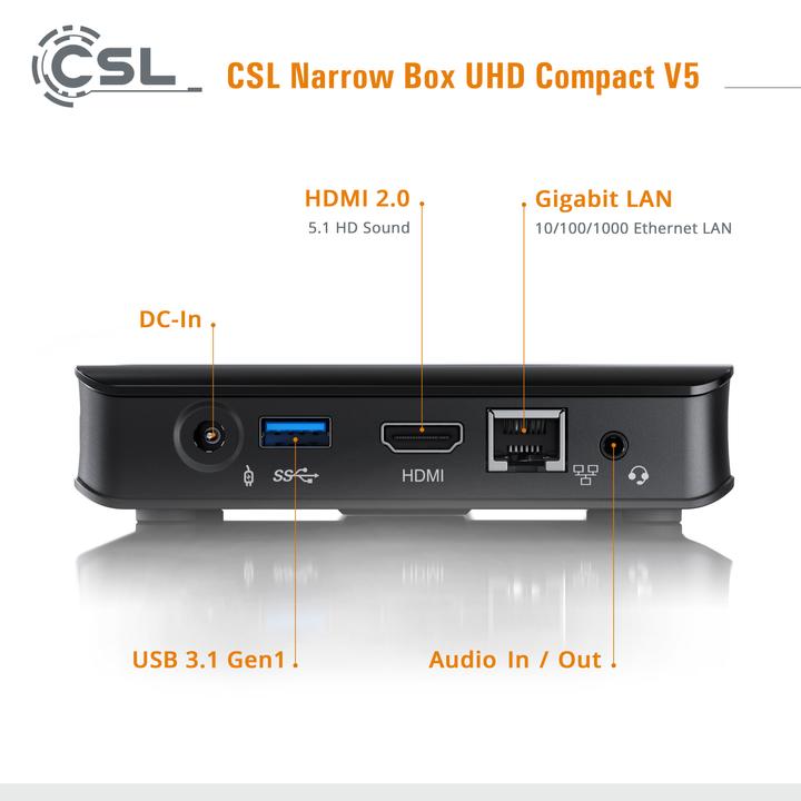 Produktbild CSL Narrow Box Ultra HD Compact v5 (Intel Celeron N5100, 4 GB, 1000 GB, Intel UHD Graphics)