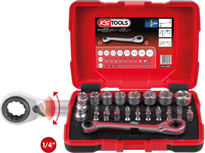 Produktbild KS Tools 1/4" + 11 mm Durchgangs-Steckschlüssel- und Bit-Satz (11 mm)