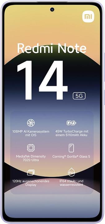Produktbild Xiaomi Redmi Note 14 5G (128 GB, Lavender Purple, 6.67", Dual SIM, 108 Mpx, 5G)
