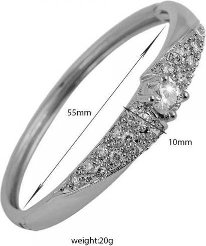 Produktbild Hermex LUXUS Platin veredelt Armreifen Armband Charms Zirkonia - Platin Silbrig (5.50 cm, Kupfer-Nickellegierung)