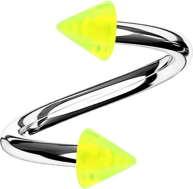 Actual product image Star Piercing Spiral silver with two cones yellow transparent (Acrylic, without brass, Surgical steel 316L)
