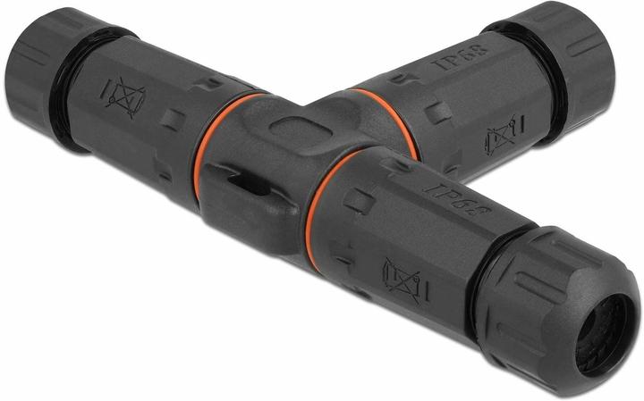 Actual product image Delock Cable connector T-shape for outdoor use 2 pin, IP68 waterproof, screwable, cable diameter 4,5