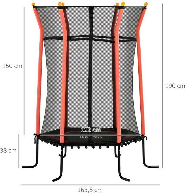 Produktbild Swisshandel24 Kinder Trampolin Ø163,5 cm, Indoor Trampolin, Kindertrampolin bis 50 kg Rot (163.50 cm)