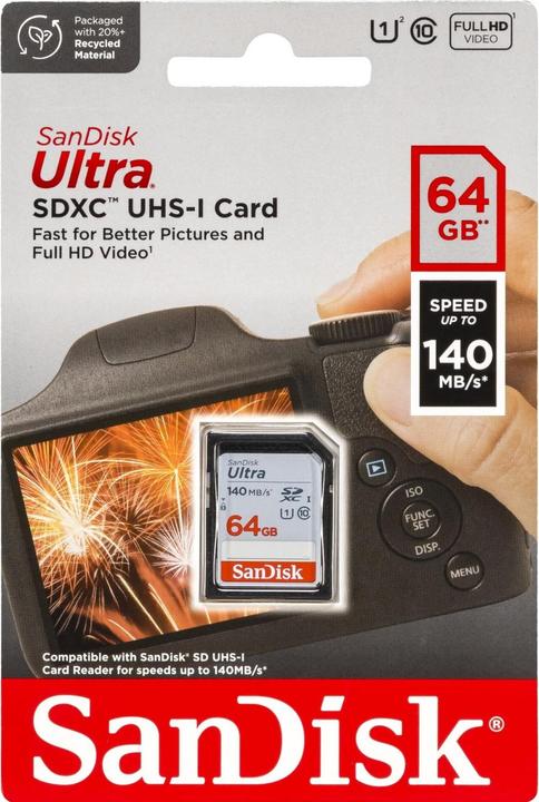 Produktbild SanDisk Ultra (64 GB, SDXC, U1, UHS-I)