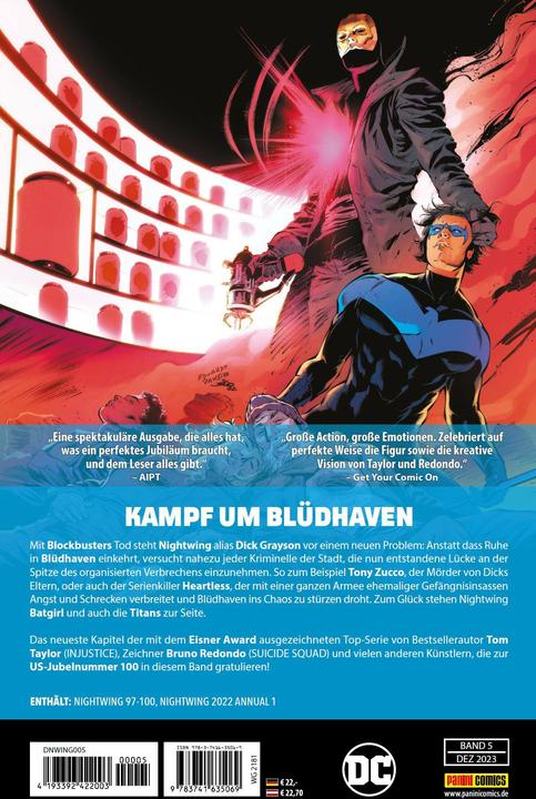 Image du produit Panini Nightwing (Allemand, Eduardo Pansica, Jay Kristoff, C. S. Pacat, Daniele Di Nicuolo, Eddy Barrows, Inaki Miranda, Tom Taylor, Rick Leonardi, Bruno Redondo, Scott McDaniel, Mikel Janín, Javier Fernandez, Geraldo Borges, 2023)
