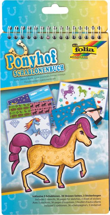 Actual product image Folia Bringmann 41101 - Stencil book Pony Farm, block with 36 colouring templates, 5 stencils and 3