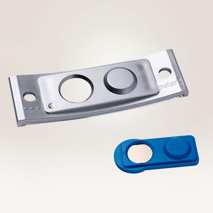 Actual product image Badgepoint POL20MA66-5DR Name badges, 64 x 22 mm, metal-coloured