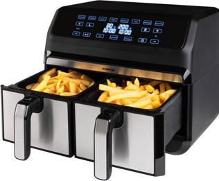 Actual product image Inventum GF800HLD - Dubbele airfryer - Heteluchtfriteuse - Inhoud 2 x 4 litres - Zwart/RVS