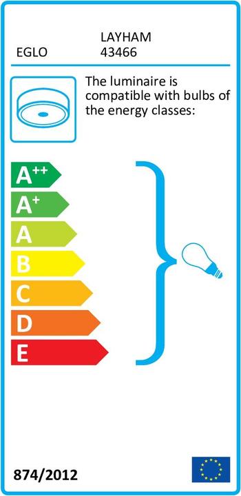 Etichetta energetica EGLO Lampada da soffitto LAYHAM 4x E27, Marrone/Nero (E27)