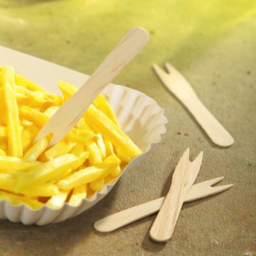Actual product image Papstar French fries forks wood pure (1000 x)