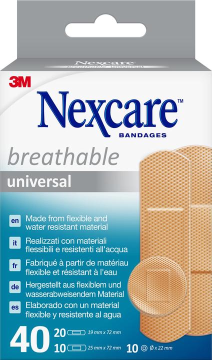 Nexcare Breathable universal pansements 3 tailles assorties (40 x)
