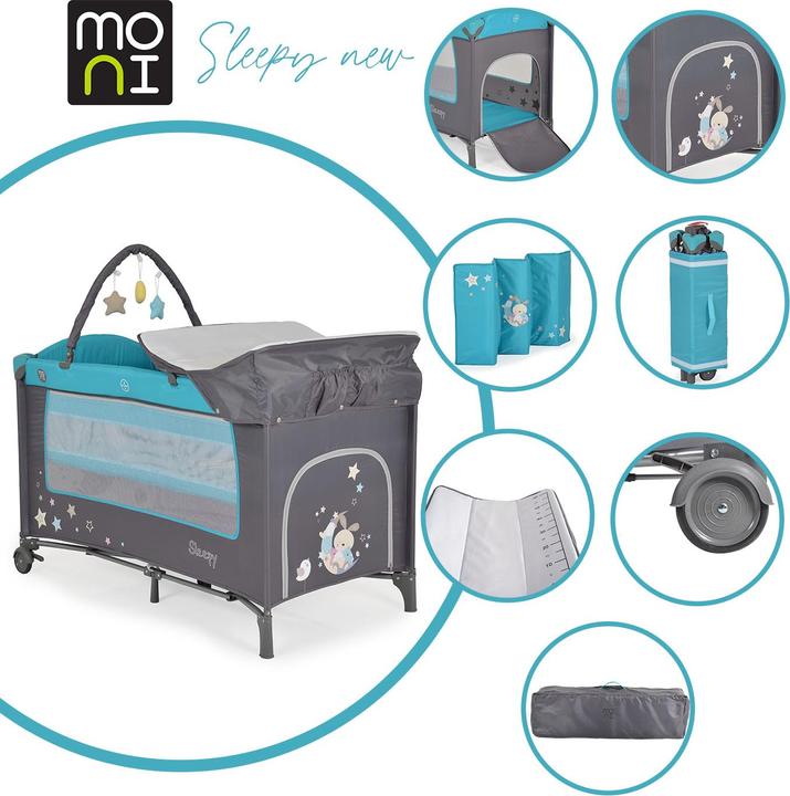 Actual product image Moni Travel cot Sleepy with wheels