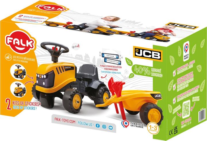 Actual product image Falk Toys JCB Orange tractor with trailer