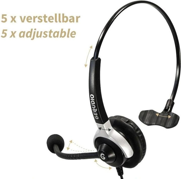 Produktbild Gequdio Headset 1-Ohr mit 2,5mm Klinke kompatibel für Gigaset/Cisco-SPA/Panasonic (Kabelgebunden)