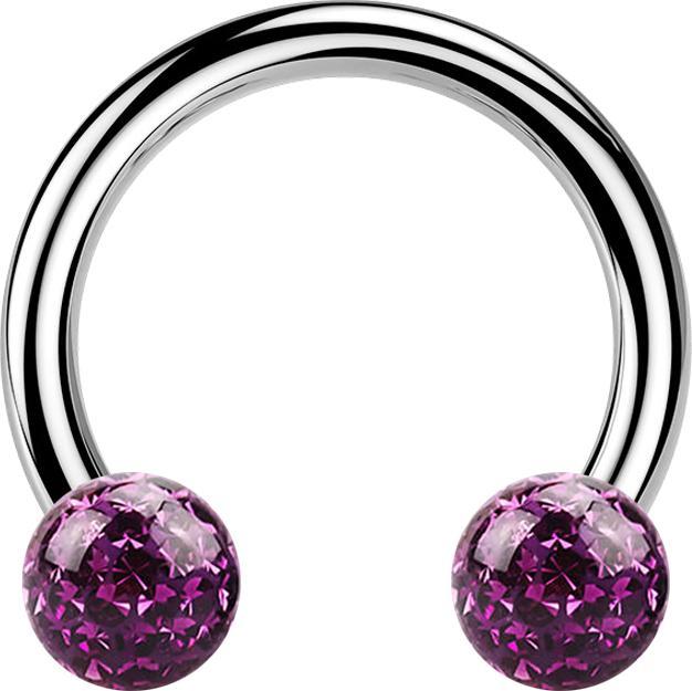Produktbild Star Piercing Circular Barbell silber mit zwei Kristall Kugeln violett Epoxy Schutzschicht (ohne Messing, Titan G23)