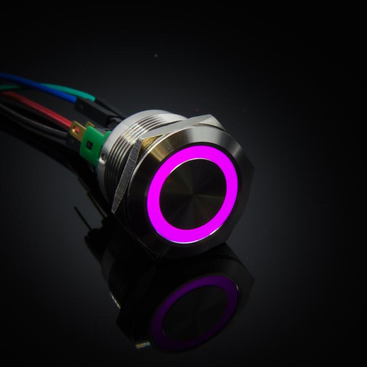 Actual product image Purecrea 22mm push-button with RGB illumination 5V - stainless steel