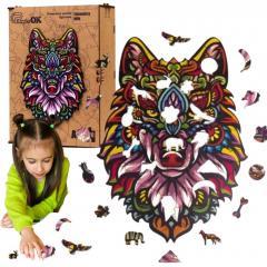 Actual product image PuzzleOk Eco wooden puzzle 120 Mysterious wolf A3