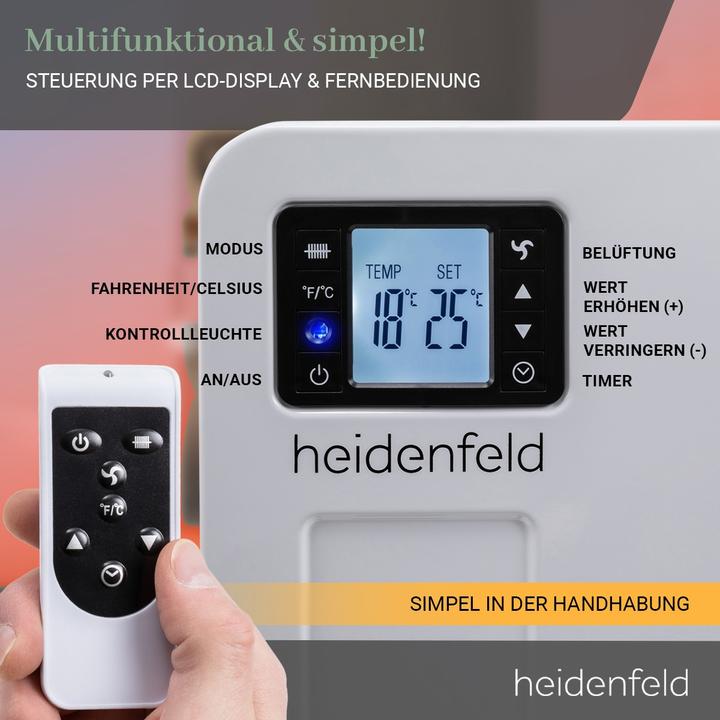 Produktbild Heidenfeld Konvektorheizung EK100 Elektroheizung Konvektor Heizung Heizkörper (2300 W)