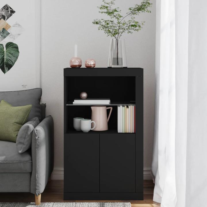 Produktbild VidaXL Beistellschrank mit LED-Leuchten Schwarz (60.5 x 37 x 100 cm)
