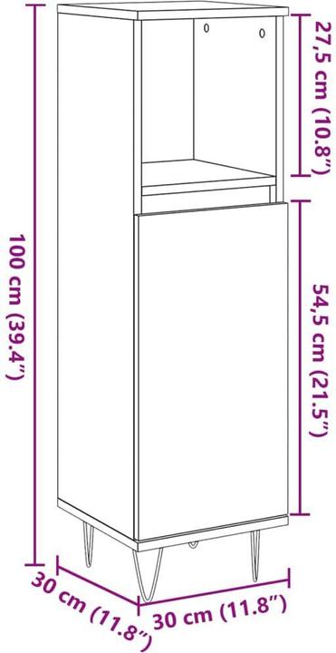 Image du produit VidaXL Armoire de toilette Armoire midi Armoire de toilette Meuble de salle de bain Armoire aspect bois (30 x 30 x 100 cm)