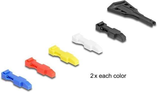 Actual product image Delock RJ45 network cable Cat.6A S/FTP with Secure Clips Set 5 m black (S/FTP, CAT6a, 5 m)