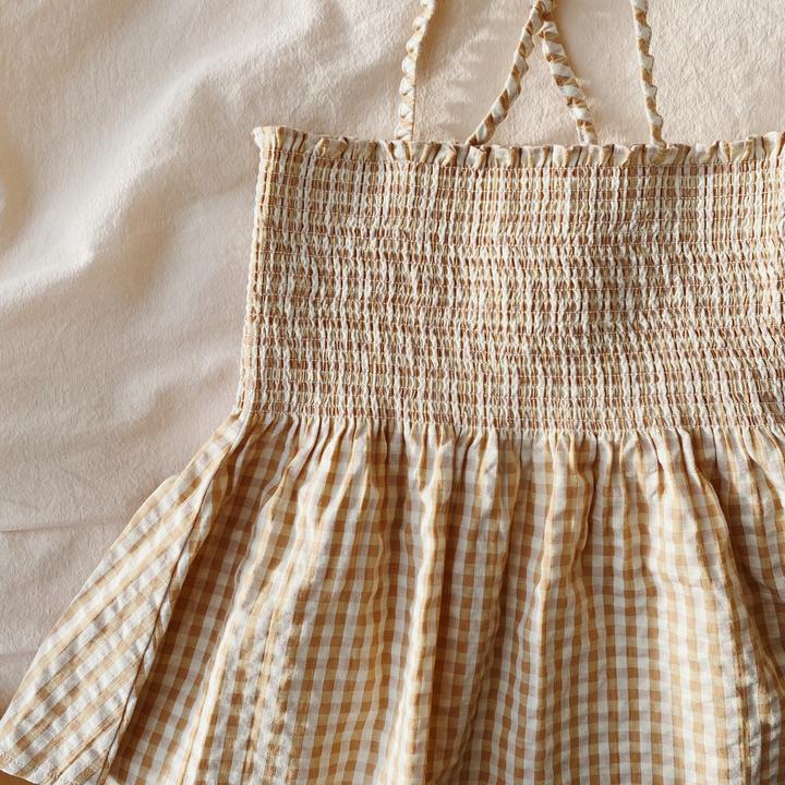 Actual product image Konges Slojd Birch smock dress toffee check (80)