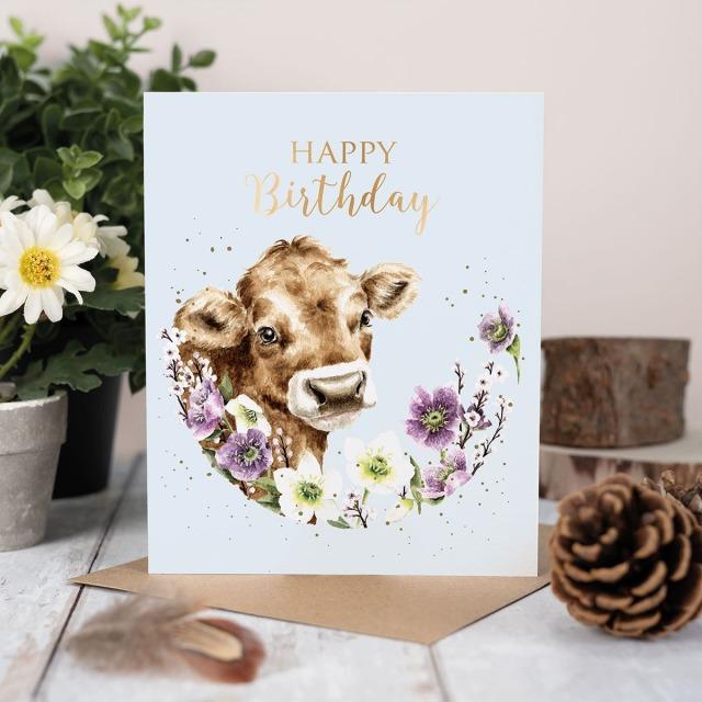 Actual product image Wrendale Design Geburtstagskarte - Kuh HAPPY BIRTHDAY Wrendale Designs (1 pcs.)