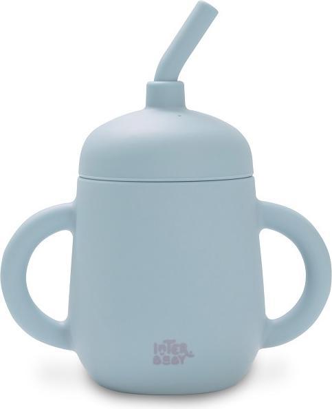Interbaby Tazza Antigoccia + Cannuccia In Silicone Blu Grigio