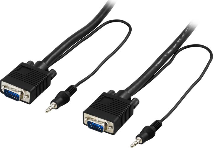 Produktbild Deltaco Kbl Monitorkabel RGB HD15 ha-ha med 3.5mm ljud 10m - Kabel - Digital/Display/Video (10 m)