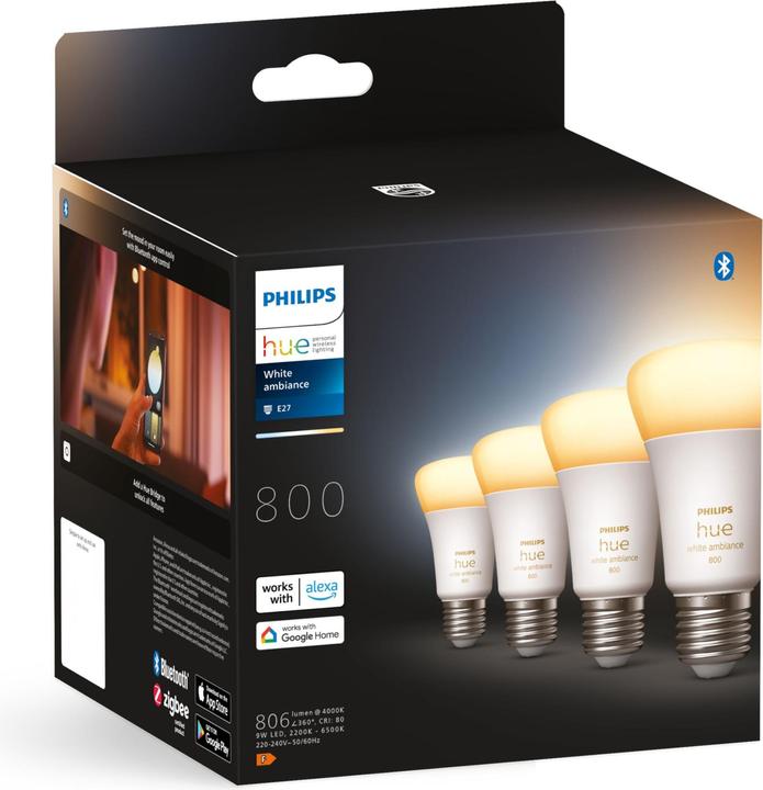 Actual product image Philips Hue White Ambiance (E27, 6 W, 570 lm, 4 x, F)