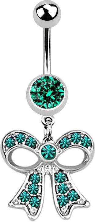 Produktbild Star Piercing Banane silber mit Anhänger Masche türkis (ohne Messing, Chirurgenstahl 316L)
