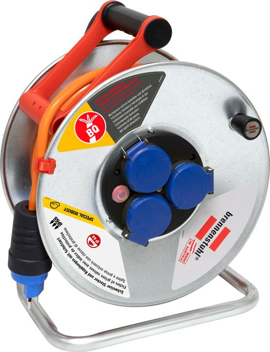 Actual product image Brennenstuhl Cable drum SK Garant 290 IP44, 33m H07BQ-F 3G1,5 orange, plug T12/10A (IP55), 3-fold plug-in do (33 m, 1.50 mm²)