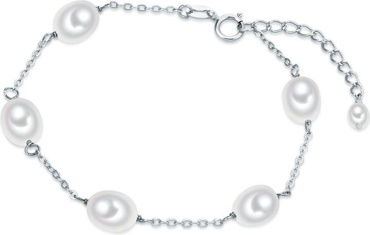 Valero Pearls Damen Sterling Silber Süsswasser-Zuchtperlen silber 17,0 cm Basislänge + 3,0 cm Verlängerung - 15046 (17 cm, Sterling Silber)