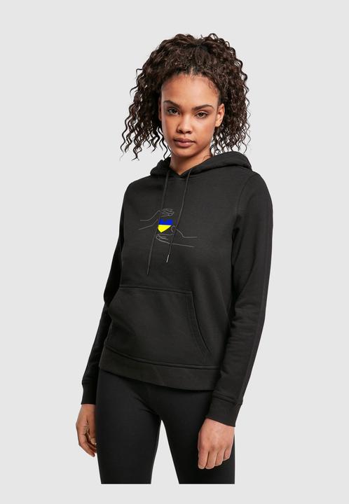 Produktbild Merchcode Ladies Peace - 2 Hand Heart Black Basic Hoody - 161643 (L)
