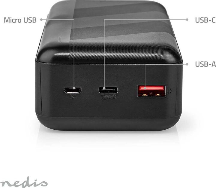 Produktbild Nedis powerbank | 32000 mAh | 2.4 / 3.0 / 3.25 A | Anzahl der Ausgänge: 2 | Ausgangsanschluss: 1x US (32000 mAh, 65 W, 65 Wh)