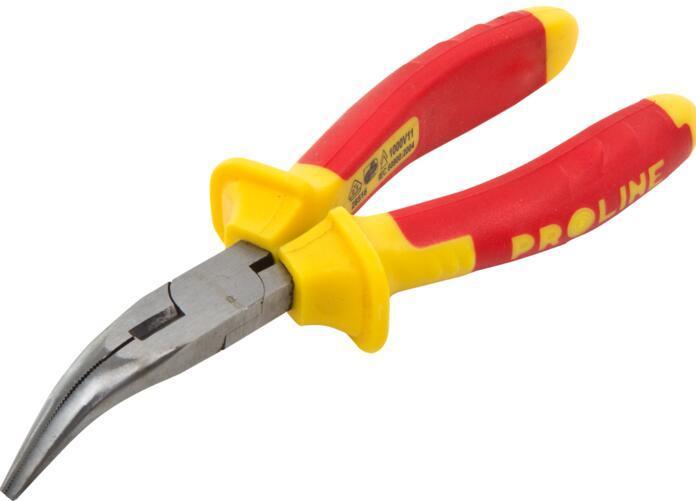 Proline 28518 1000V semi-round nose pliers, curved, L1: 75mm (200 mm)