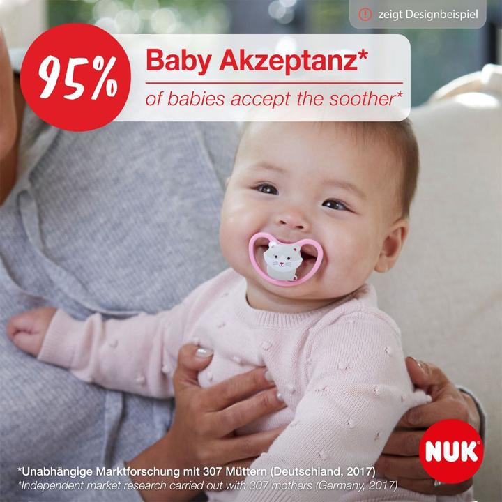 Immagine prodotto NUK Ciuccio in silicone Space Night 6-18M, 2 pezzi, rosa/menta (2 x, 6 - 18 M.)