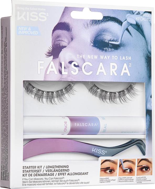 Produktbild KISS Falscara Eyelash Starter Kit Lengthening (Wimpern Applikator, Wimpernkleber, Künstliche Wimpern)