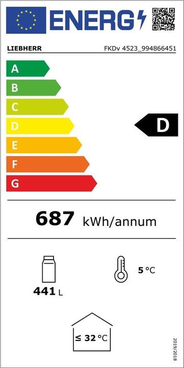 Energy Label Liebherr Flaschenkühlschrank FKDV 4523 (422 l)