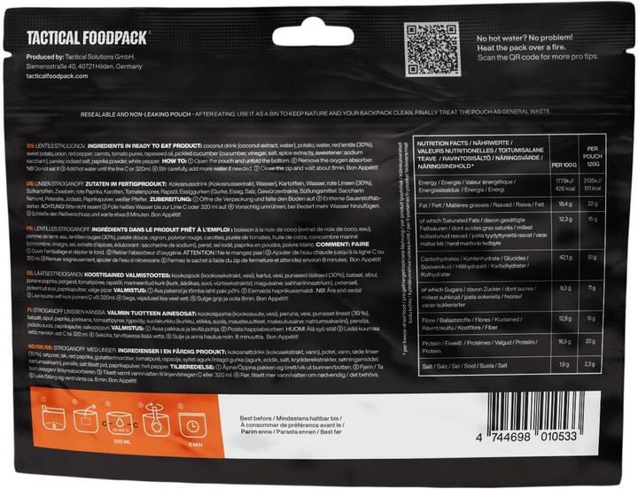 Produktbild Tactical Foodpack Lentils Stroganoff (120 g)
