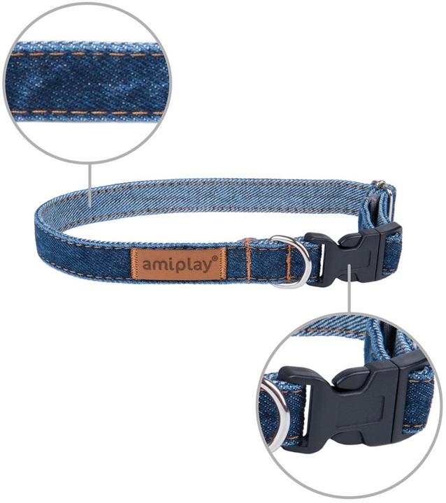 Actual product image amiplay Collar Denim S, 10mm/20-35cm, dark blue (S, Dog, General)