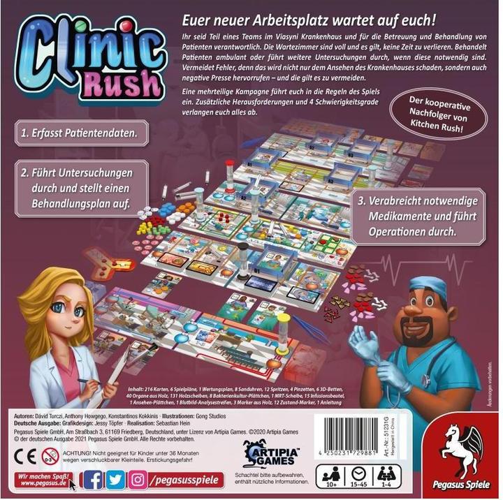 Immagine prodotto Pegasus 51231G - Clinic Rush - Gioco da tavolo, per 1-4 giocatori dai 10 anni in su (edizione EN) (Tedesco)